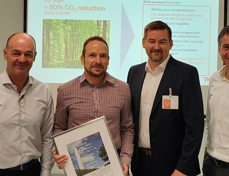 Scanfil receives carbon footprint award by TK Elevator